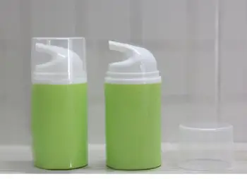 Цветна безвоздушная бутилка с обем 50 мл или цветни Козметични контейнер с бял помпа и прозрачен капак за козметични опаковки на продукти