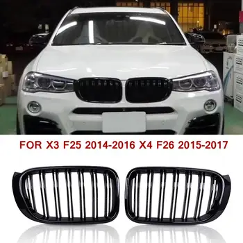 За BMW F25 Решетка с Двойна Линия на Предната Подмяна на Бъбреците Решетка Черен Гланц ЗА X3 F25 2014-2016 X4 F26 2015-2017