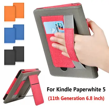 Smart-Калъф От Изкуствена Кожа С Държач за Ръцете И Стойка За Amazon Kindle Paperwhite 5 11-то Поколение M2L3EK 6,8-Инчов E-Reader Funda