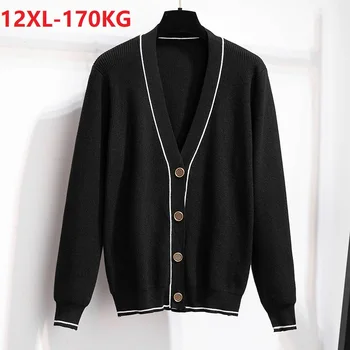 висококачествен женски пуловер копчета с v-образно деколте, големи Размери 10XL 8XL 12XL, пуловер в корейски стил, без Жена пуловер голям размер, върхове