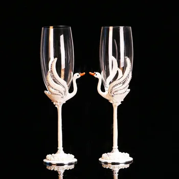 Романтична двойка кристални чаши за шампанско чаша, чаша за вино Красив сватбен подарък идея за коледна украса