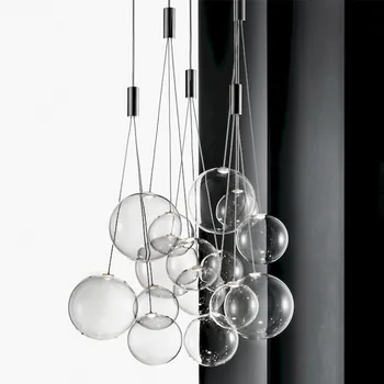 Скандинавска led полилей за всекидневната, стъклена топка, трапезария полилей, модерна минималистичная творческа вила, стълбищна полилей
