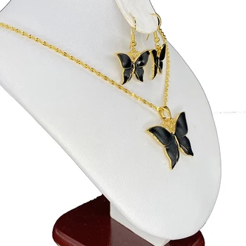Черна Пеперуда Бижута Етиопски Висулка Верига Neckalces Обеци, Пръстен за Жени, Момичета Африкански Вечерни Подаръци
