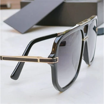 Черни метални слънчеви очила мъжки Маркови луксозни слънчеви очила, които променят цвета на огледално Модни плоските огледални MOD9094