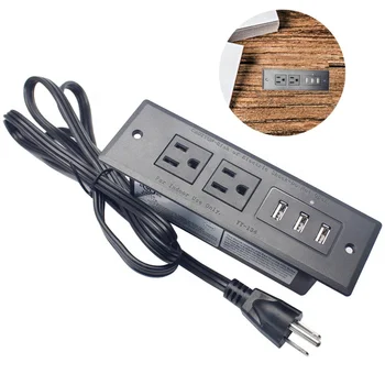 (1 опаковка) 3 USB 2 Контакта Power Strip Бюро За настолен монтаж на Вградена Мебел САЩ