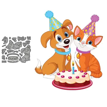 Рожден ден на Метални Режещи Печати За Направата на Картичките Сладък Куче Шаблон За Торта За Малки Деца Щастлива Парти САМ Хартиени Изделия Щанцоване 2020