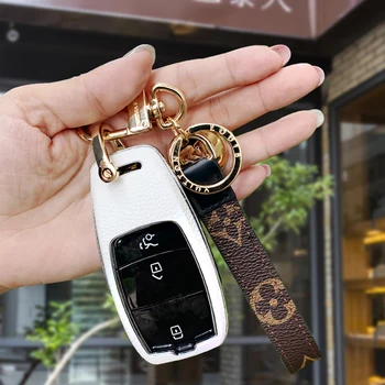 Калъф за ключове от телешка кожа ABS, ключодържател, чанта за ключодържател Mercedes-Benz C200l C260l E300 GLC GLS E-Class