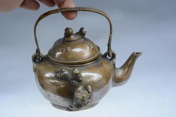 рядка старата династия Цин (qianlong1711-1799) медна Стомна/coffee Maker, златна рибка, детски, с етикет, Украса, Безплатна доставка,
