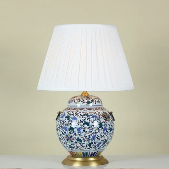 Реколта китайската спалня хол сватбена настолна лампа Цзиндэчжэнь порцеланова керамична настолна лампа художествена led лампа за десктоп тапети