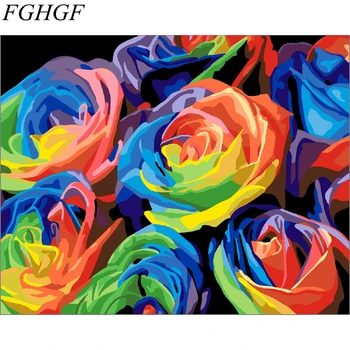FGHGF без рамки Пъстри Цветя Картини Живопис На Номера Ръчно Рисувани с маслени Бои Върху Платно Начало Декор Стенно Изкуство