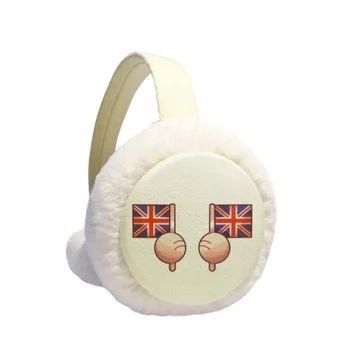 Британски Флаг Европа Великобритания Топло За Уши Кабел Вязаный Пухкав, Мек Вълнен Плат Слушалка На Открито