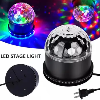 Led Диско Crystal Въртяща Се Светлина На 6 Цветна Лампа Музикална Сцена Вечерни Контролни Светлини За Управление С Дистанционно Проектор O7p1