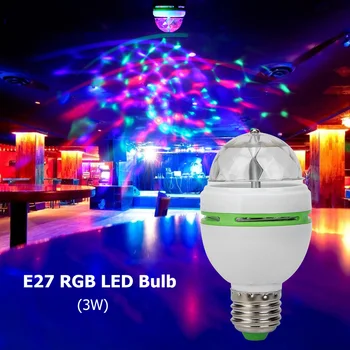 E27 3 W 100-240 В RGB Led Лампи, Цветни Auto Въртящ се Панорамен Лампа За Нощен Клуб KTV Декорация на Дома 110*55*55 мм