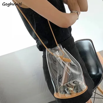 Прозрачни Чанти Дамски кофа под мишниците чанта през рамо с голям капацитет модни градинска лятна ins harajuku ежедневни градинска проста