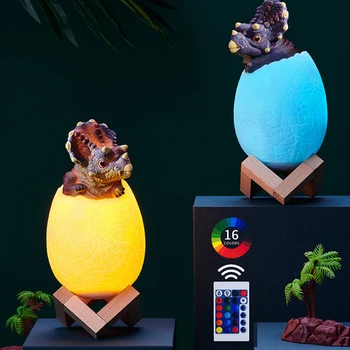 3D Печатни Led лека нощ 16 Цвята Сензорен Датчик за нощна светлина Яйце на Динозавър Акумулаторна Нощна Лампа Настолна USB Лампа