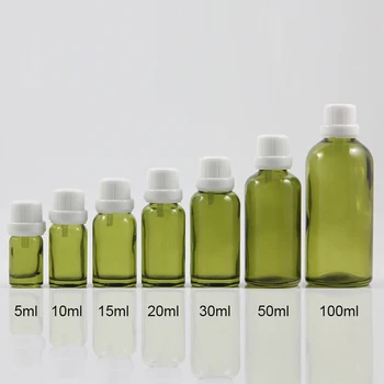 50шт 50 мл светло зелена стъклена бутилка-краен система против кражба с бяла винтова капачка, е 50 мл стъклена зелена бутилка за етеричното масло