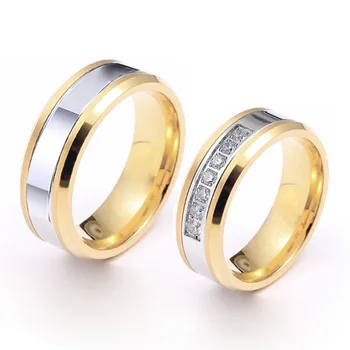 Влюбен годежни пръстени за мъже и жени, двойки Съюзи 1 Двойка уникално 18 каратово бъде позлатен пръстен от неръждаема стомана брак