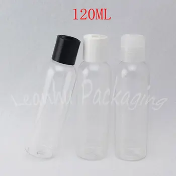 120 мл Прозрачна кръгла пластмасова бутилка, 120 cc Бутилка за опаковки шампоан / лосион, празен козметични контейнер (50 бр./лот)