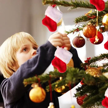 10ШТ Персонализирани Коледен Червен Отглеждане на Домашен Празник, Парти Украса на Детската Стая Коледни Чорапи