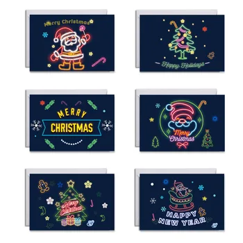 24 Комплект Коледни и Новогодишни дърво коледна Поздравителни Картички Картички Празнична Благословия за Писане С Плик 2021 Нов Фестивал