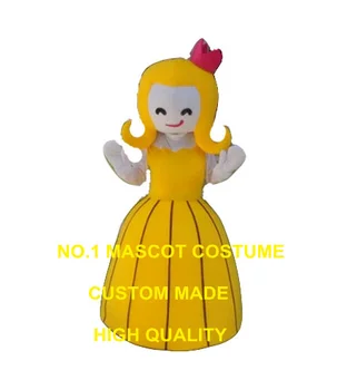 талисман костюм принцеса жълт костюм на принцеса за поръчка на възрастен размер cartoony герой cosplay кралят костюм 3346