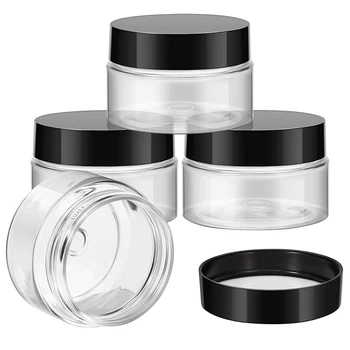 4 бр. кръгла запечатан пластмасов съд с широко гърло и капак, използвани за съхранение на козметични кремове и т.н.