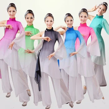 Жена Китайски Народен Танцов Костюм Традиционен Танцов Костюм за Сцена Дамски Танцови Yamgko Национален Метод Танцов Костюм 89