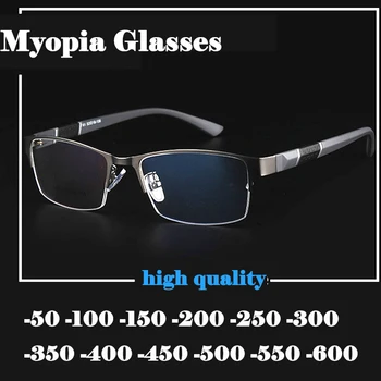 Гъвкава Квадратна дограма Готови Очила за късогледство Мъжки TR90 Очила за късогледство Женски Оптични ултра-леки Черни diopters от -0,5 до -6,0