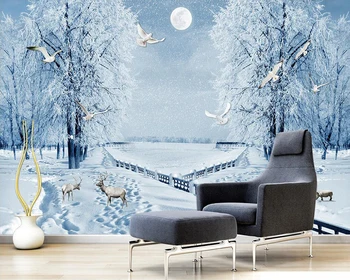 Потребителски тапети Модерна проста и красива снежна сцена на фона на стената на хола