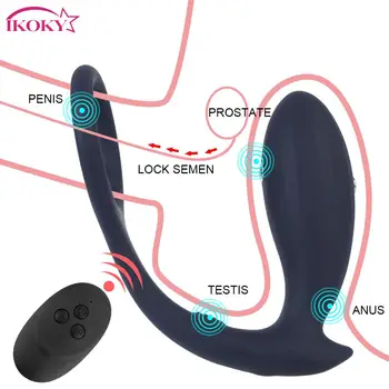 Пръстен За Пенис Анален Вибратор Забавяне на Еякулацията Пръстен Масажор на Простатата 10 Честотата на Анален Накрайник Безжично Дистанционно Секс Играчки за Мъже