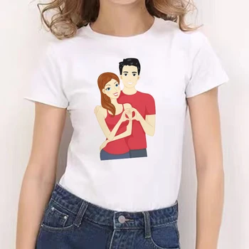 Козметична Бяла Тениска с Кръгло деколте и къс ръкав на 90-те години, Скъпа Художествена Тениска, Хипстерская Семейна Обич, Модна тениска