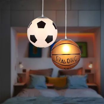 Модерен Футболен Баскетболен Глобус Стъклена Топка Висящи Лампи Led Спортни Висящи Лампи Детска Стая, Спалня, Вътрешно Осветление Декор