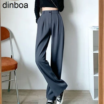 Dinboa-есенно-зимни дамски спортни панталони Y2k, Свободни Ежедневни Панталони с висока Талия, женски обикновена Офис-прави Панталони в корейски стил