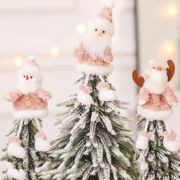 Нова Година Розово Плюшено Коледно Коледа Орнамент Сладък Снежен Човек Лосове Плюшен Кукла Окачване На Дядо Коледа, Ангел, Коледно Дърво Декор