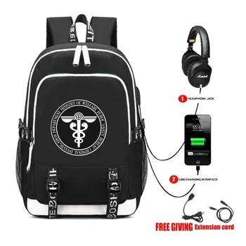 многофункционално USB зареждане, За Мъже и жени пътен раница за лаптоп юноши студентски Ученически чанти и калъфи за книги аниме Psycho-Pass раница