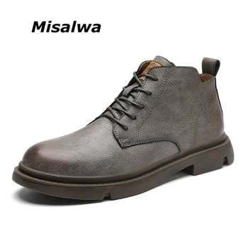 Misalwa/Есенно-зимни Мъжки Полусапожки в британския Стил; Мъжки Корейски Обувки; Удобен Плюшен Здрава Брандираната мъжки обувки от Изкуствена Кожа