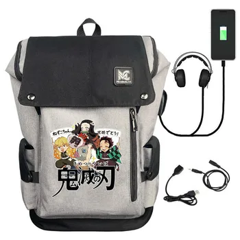 Аниме Платно Водоустойчива Раница Demon Slayer Kimetsu no Yaiba Мъжки зарядно устройство ще захранване на Училищна Чанта Дамска Чанта За Лаптоп